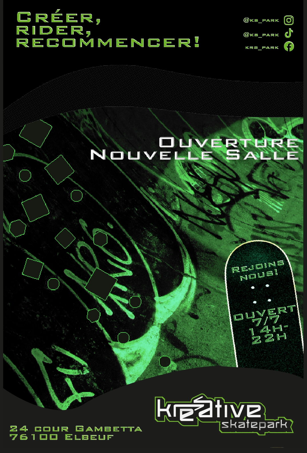 Affiche de communication pour Kreative Skatepark